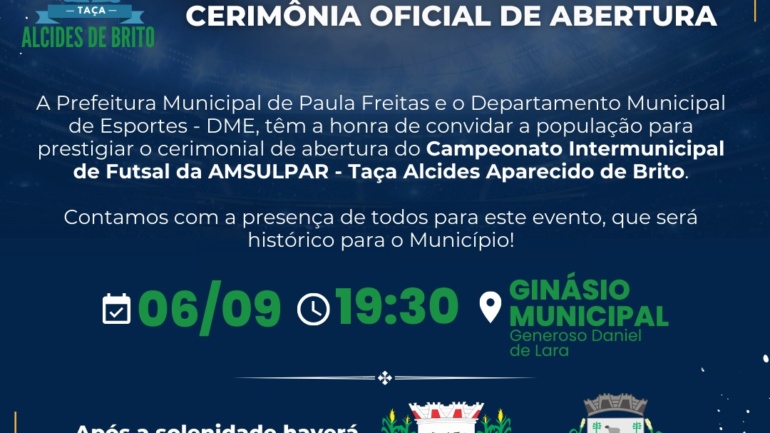 CONVITE a abertura do Campeonato Intermunicipal de Futsal da AMSULPAR – Taça Alcides de Brito