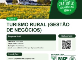 Venha participar do curso gratuito sobre Turismo Rural, em Paula Freitas! 🌎🧑‍🌾