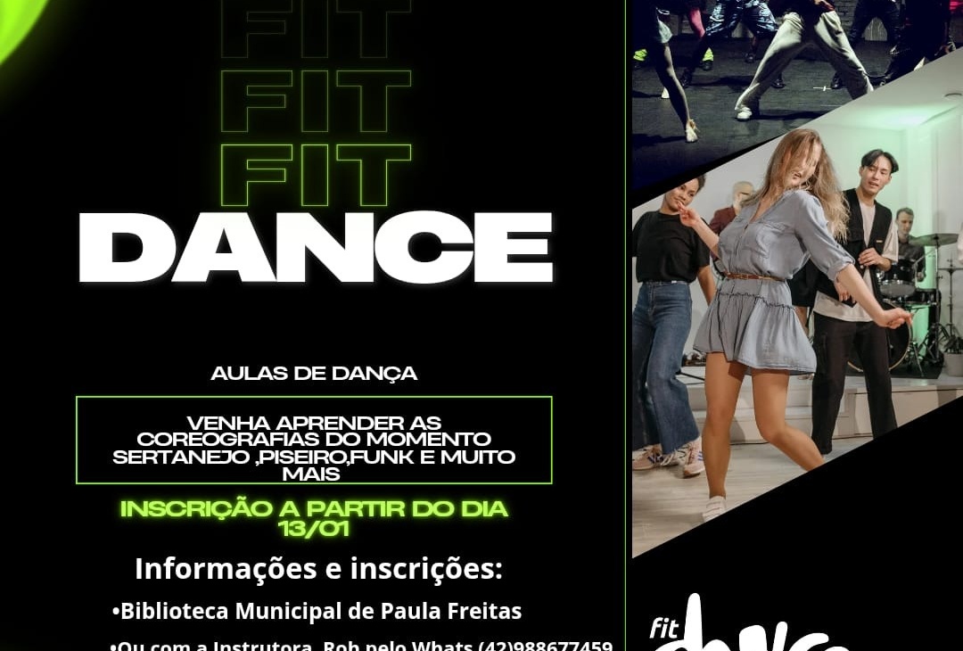 Aulas de FitDance gratuitas em Paula Freitas! 💃