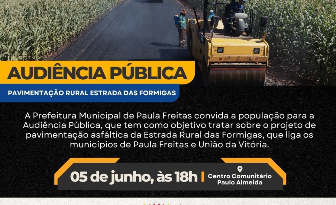 Convite: Audiência Pública - Pavimentação asfáltica