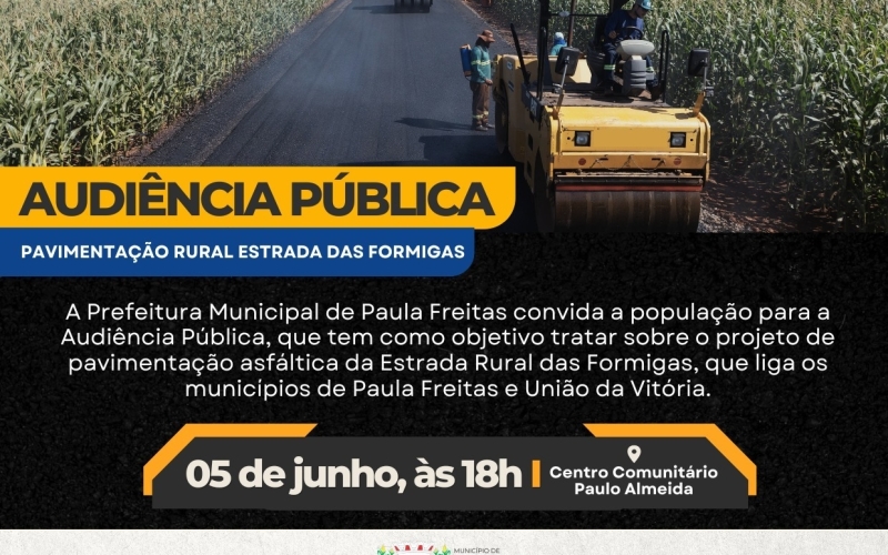 Convite: Audiência Pública - Pavimentação asfáltica